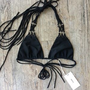Mikoh Nalu triangle bikini top black sz small nwt